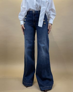 Denim palazzo con bottoni dorati ViCOLO