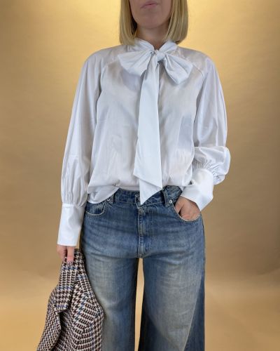 Camicia in cotone con fiocco Tensione in