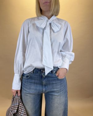 Camicia in cotone con fiocco Tensione in