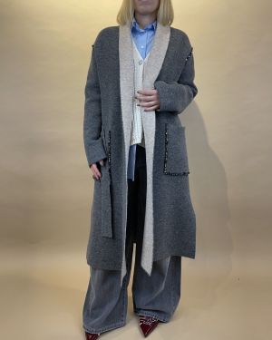 Cappotto con cintura e applicazioni ViCOLO